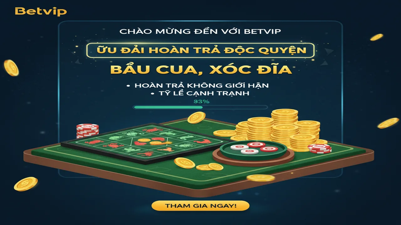 Ưu đãi hoàn trả sảnh Bầu Cua, Xóc Đĩa Betvip