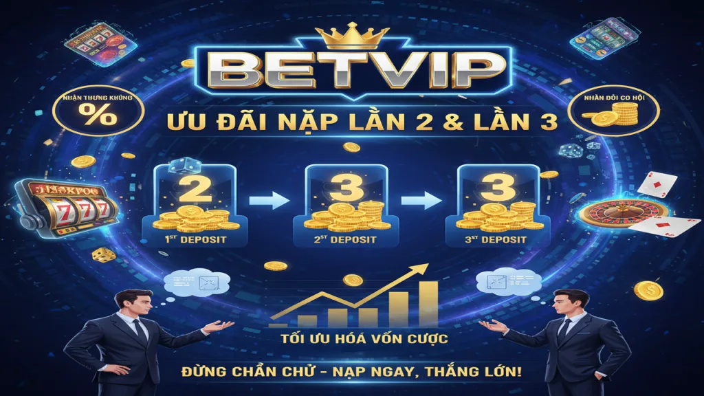 Khuyến mãi nạp tiền lần 2, lần 3 hấp dẫn Betvip