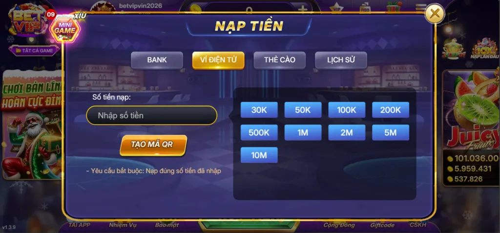 Nạp TIền Betvip Qua Momo
